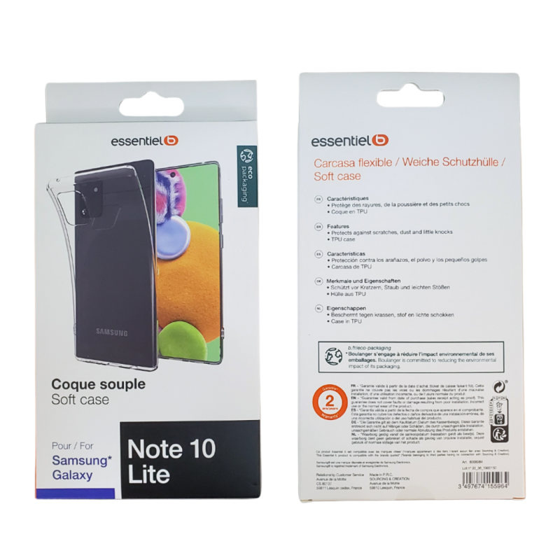 Coque Transparent ESSENTIELB pour Samsung Note 10 Lite — Accessoire · Smarty Paris 18e